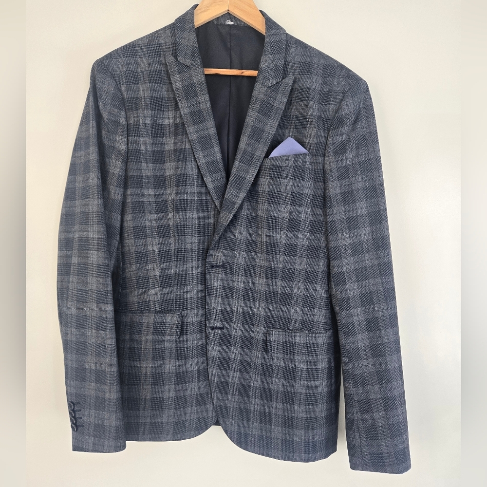Men's Gray Plaid Blazer